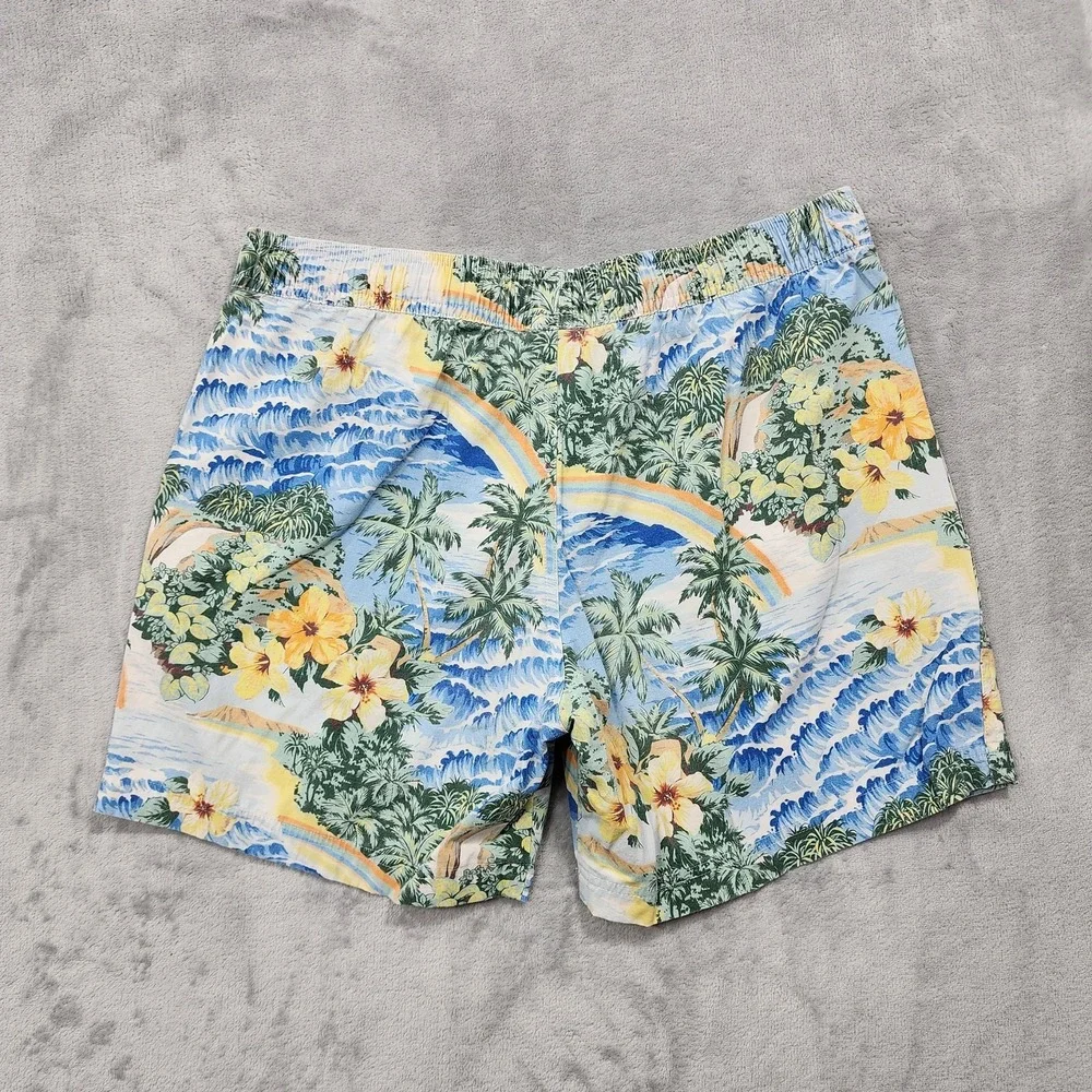 Marine Layer Swim Trunks Mens M Hawaiian Floral Tropical Mahalo Lined Drawstring